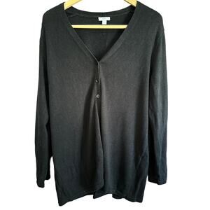 J.JILL | Linen Blend Black Flyaway 3 Button Cardigan Sweater | Size Large